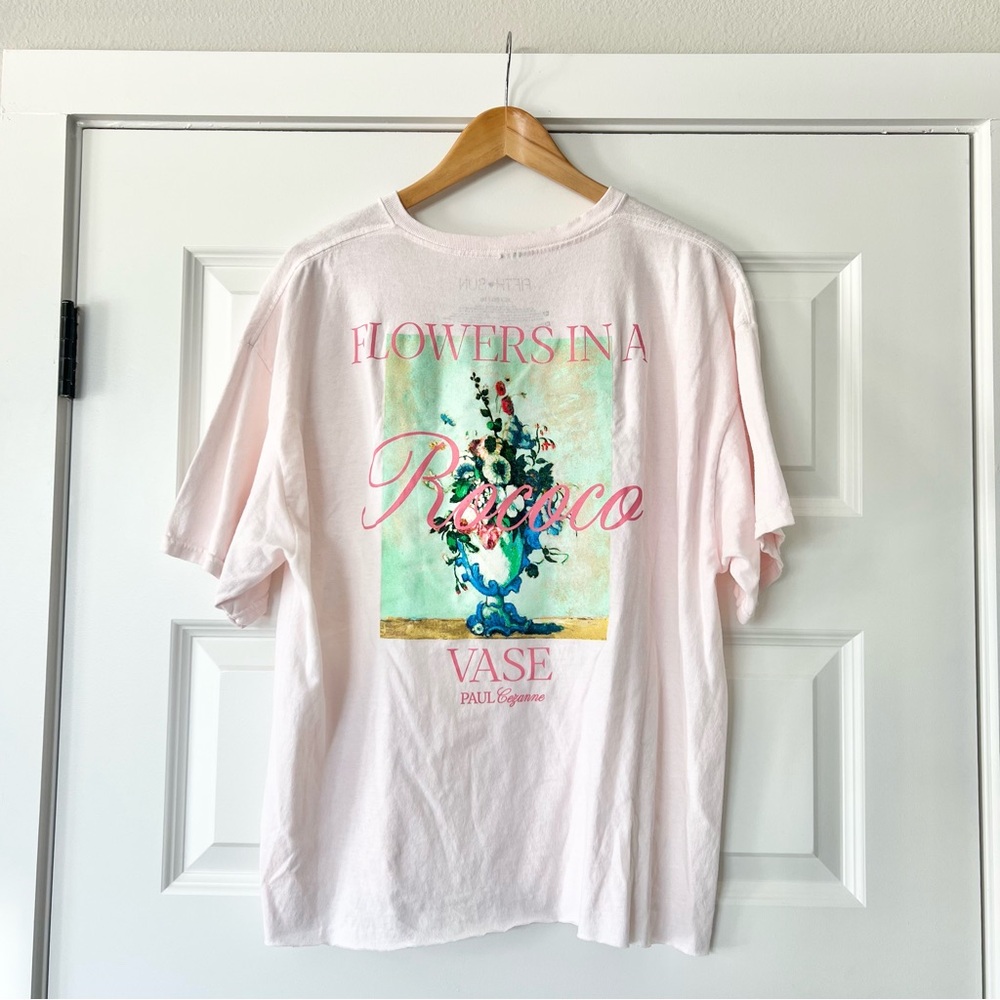 Fifth Sun Cézanne Flowers in a Rococo Vase Graphic Tee Pink Women's XL NWOT